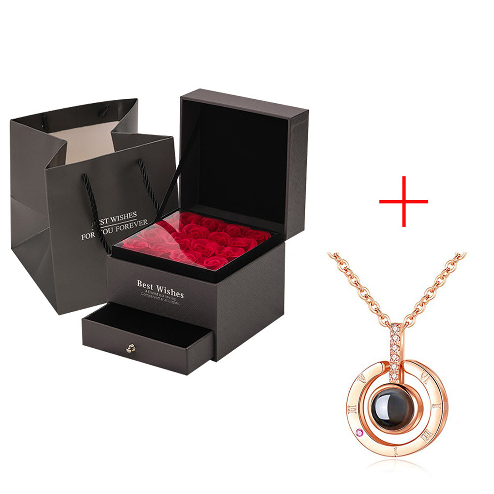 Coffret Cadeau Collier Rose, Cadeau Parfait Pour La Saint-Valentin