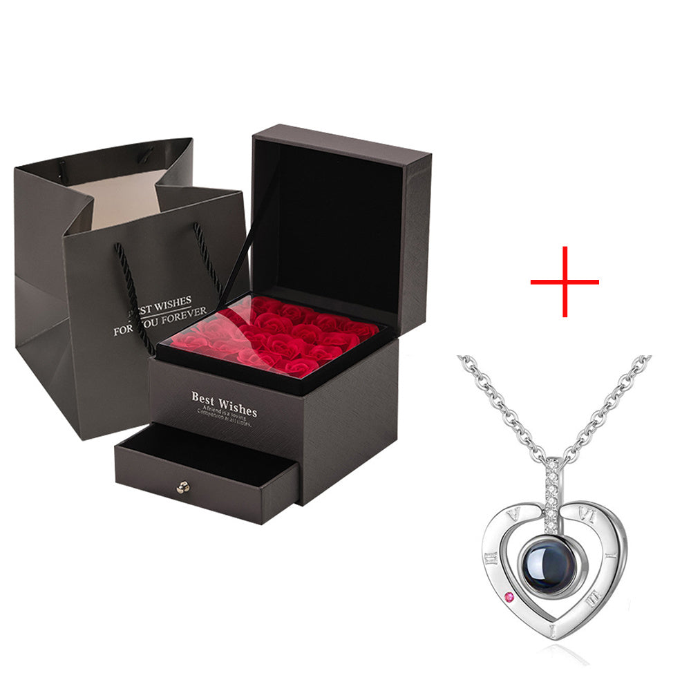 Coffret Cadeau Collier Rose, Cadeau Parfait Pour La Saint-Valentin