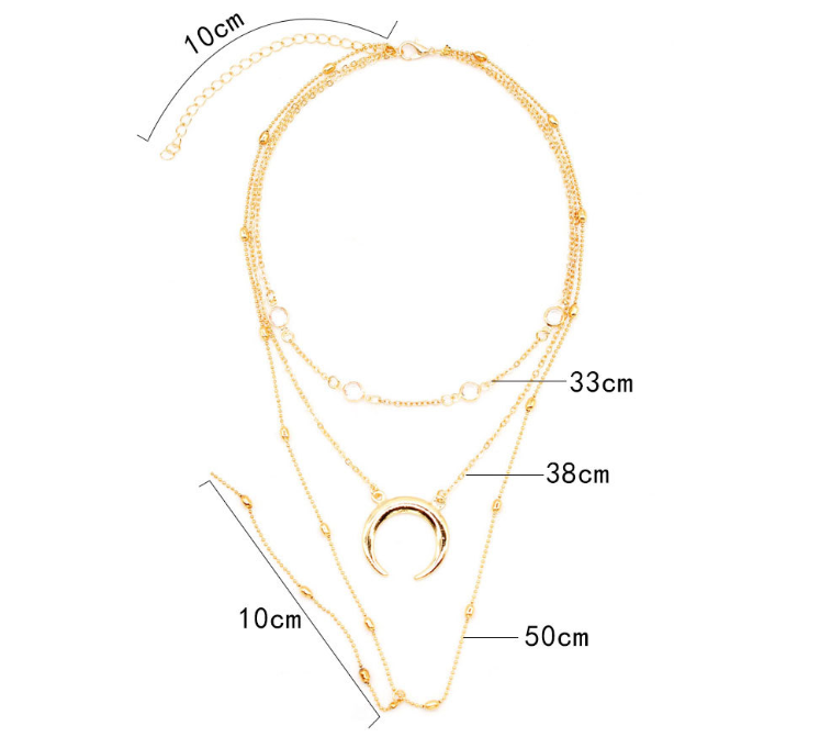 Fashion Multilayer Crescent Moon Choker Necklace