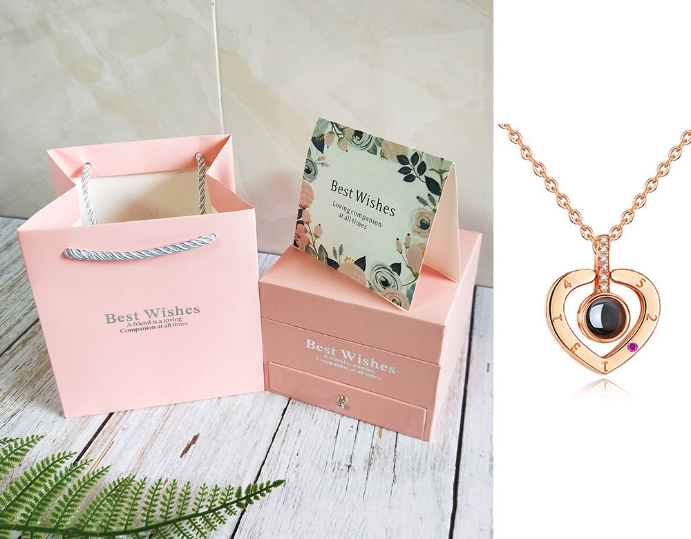 Coffret Cadeau Collier Rose, Cadeau Parfait Pour La Saint-Valentin