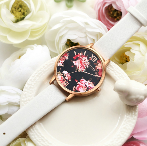 Watch High Quality Fashion Leather Strap Rose Gold Women