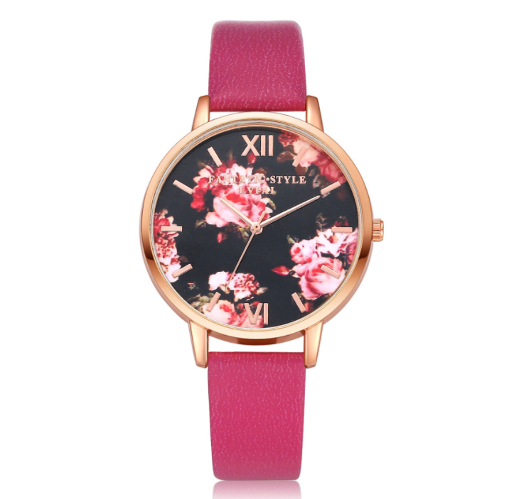 Watch High Quality Fashion Leather Strap Rose Gold Women