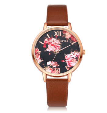 Watch High Quality Fashion Leather Strap Rose Gold Women